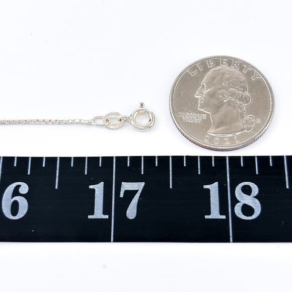 Vintage Sterling Silver 925 Italian Box Chain Necklace 17” - Picture 2 of 3